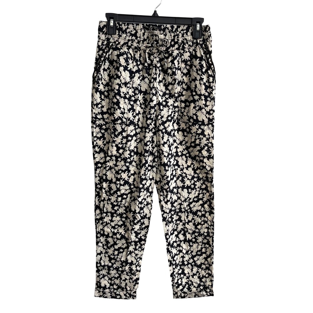 Maison Scotch Sahara Social Pineapple Print Beaded Tapered Pants Black Cream 1